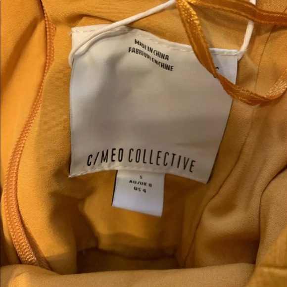 C/Meo Collective Mustard Yellow Confirmative Halter Dress Belted Hi Low Midi S - Picture 9 of 11